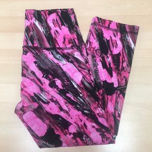 Lululemon High Waist Leggings, Pink Black Size 6.